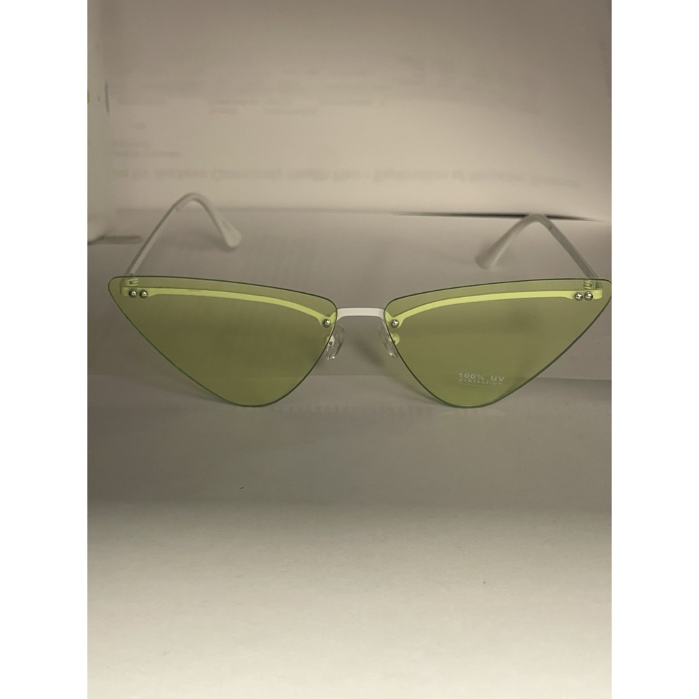 Womens Yellow Cat Eye‎ Gothic Metal Rim Retro Design Sunglasses